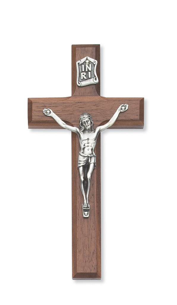 Crucifix - 6" Walnut Stain Crucifix, Boxed