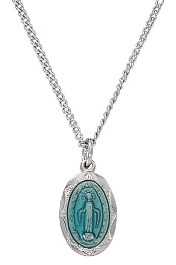 Miraculous Medal - Sterling Blue Baby Pendant Boxed