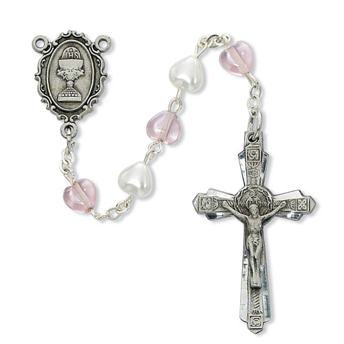 Rosary - Pink and Pearl Heart Rosary Bracelet Box