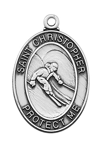 Boys Skiing Medal on 24" Chain