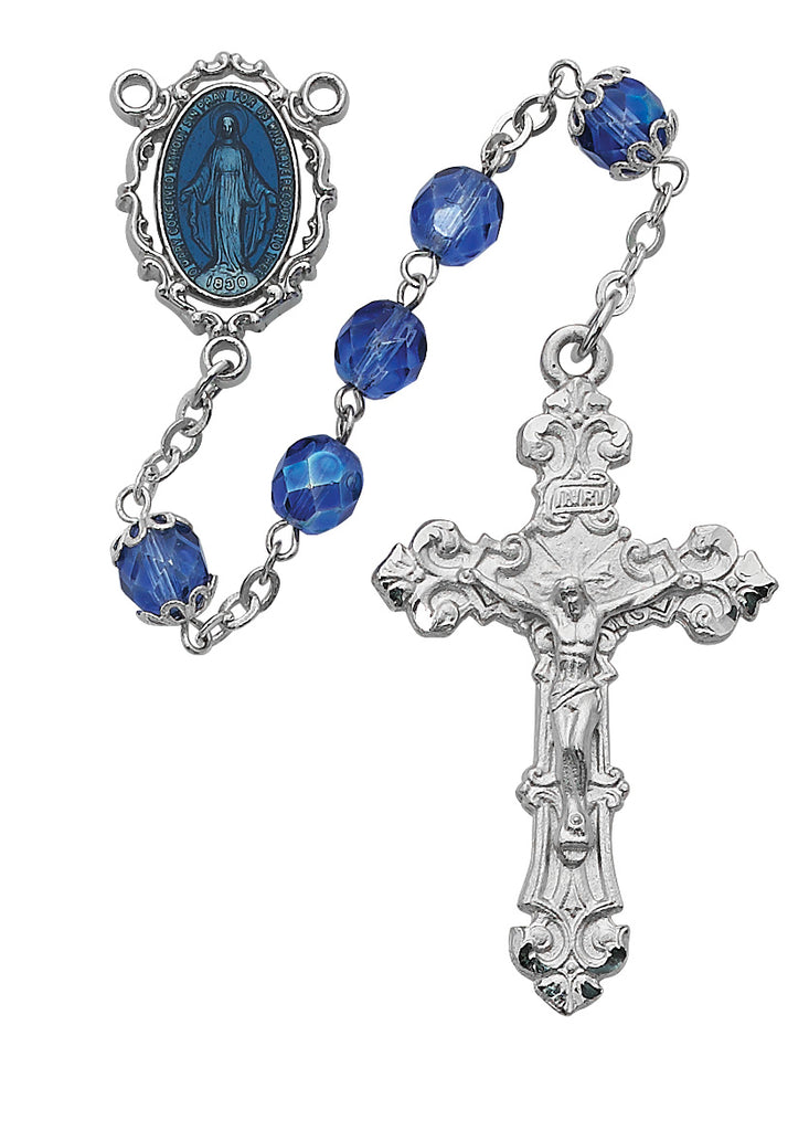 Rosary - Blue Glass Rosary Boxed