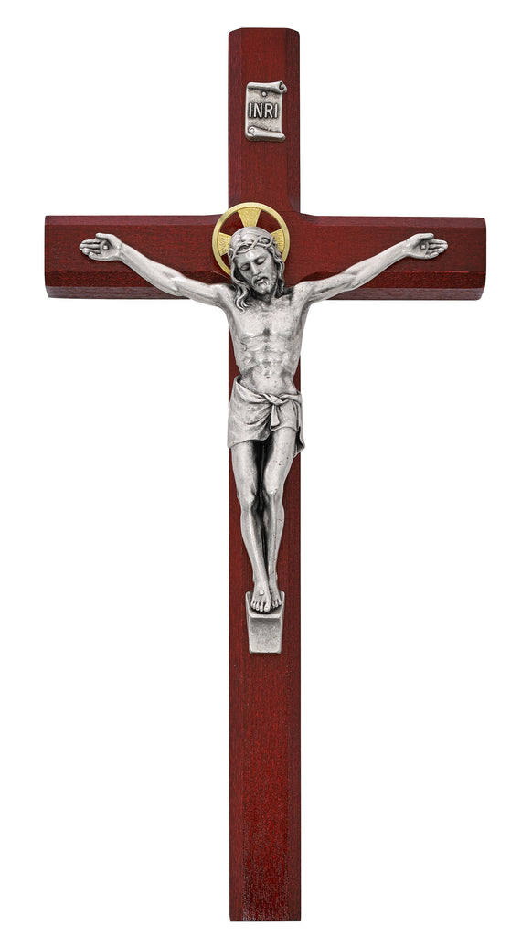 Crucifix - 10" Cherry Stained Crucifix, Boxed