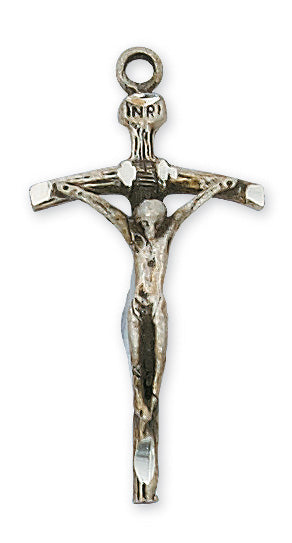 Papal Crucifix Necklace - Sterling Silver 18"