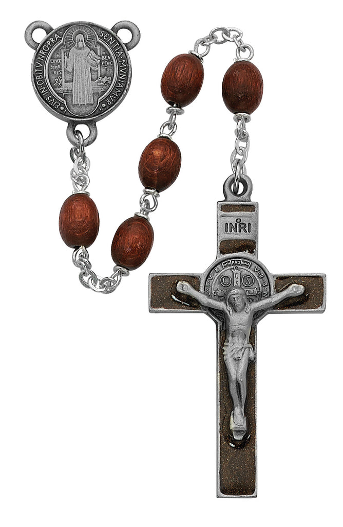 Benedict Rosary - Brown Wood St. Benedict Rosary Boxed