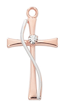Two-Tone Cross Necklace - Rose Gold on Sterling