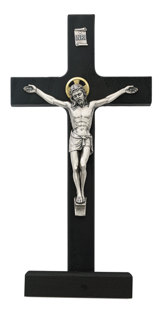 Crucifix - 8 in. Walnut Standing Crucifix Boxed