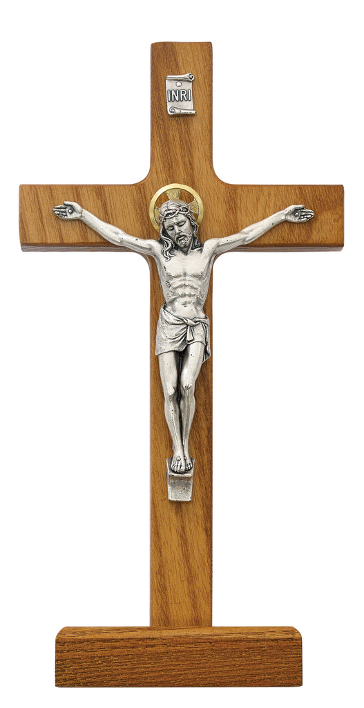 Crucifix - 8 in. Walnut Standing Crucifix Boxed