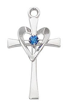 Heart Cross Necklace - Sterling Silver 18"