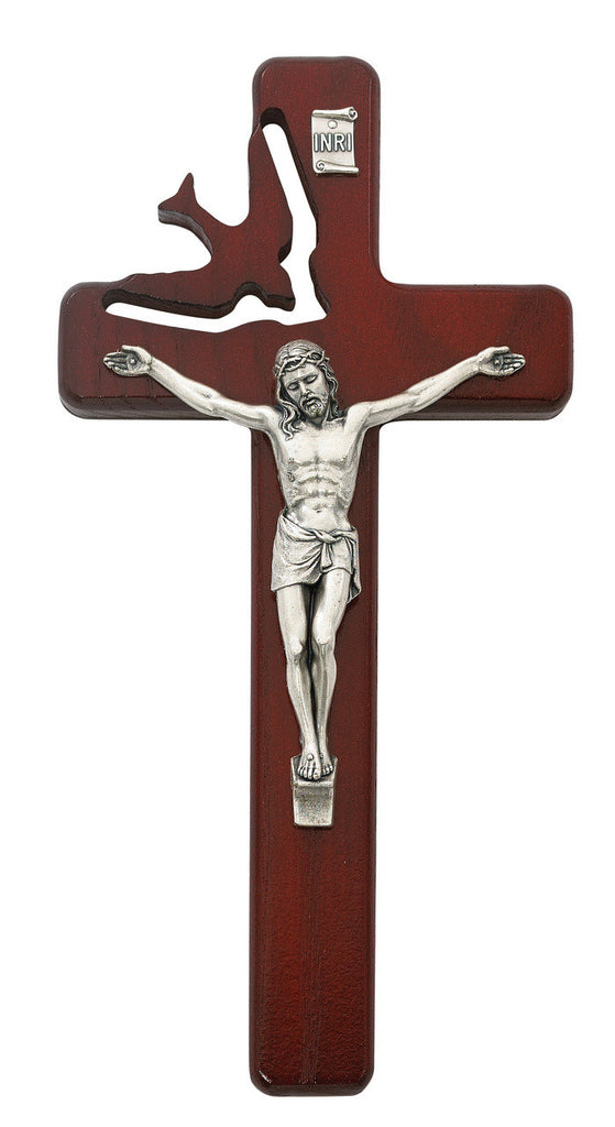 Holy Spirit Crucifix - 8in Cherry Wood Boxed