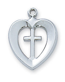 Heart and Cross Necklace - Sterling Silver