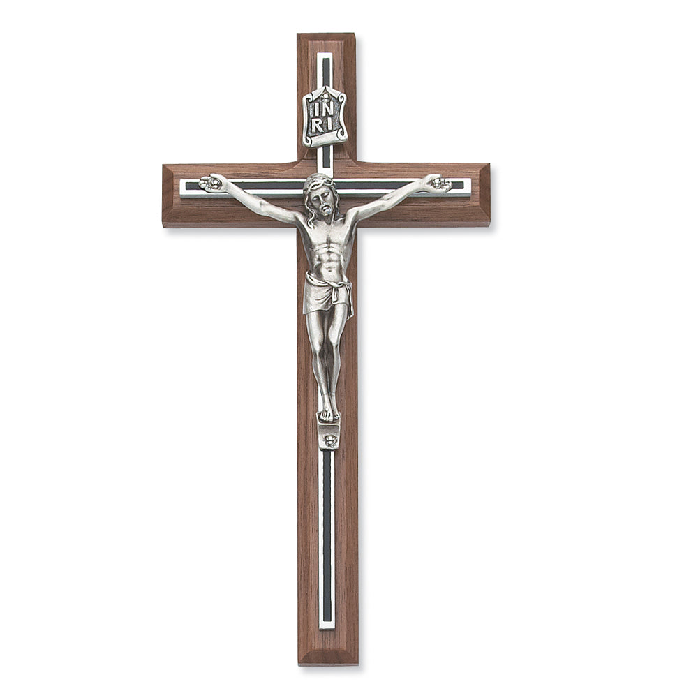 Crucifix - 8" Walnut Stain Crucifix, Boxed