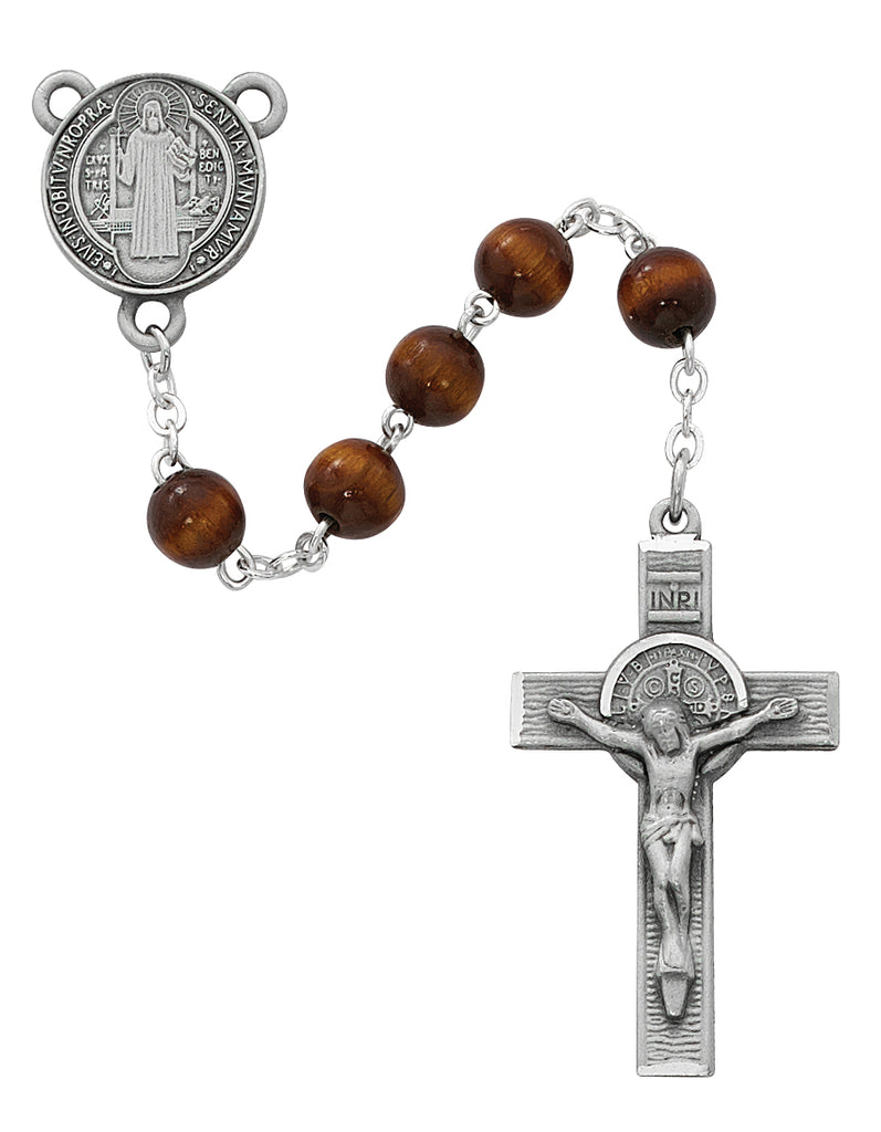Benedict Rosary - Brown Wood St Benedict Rosary Boxed