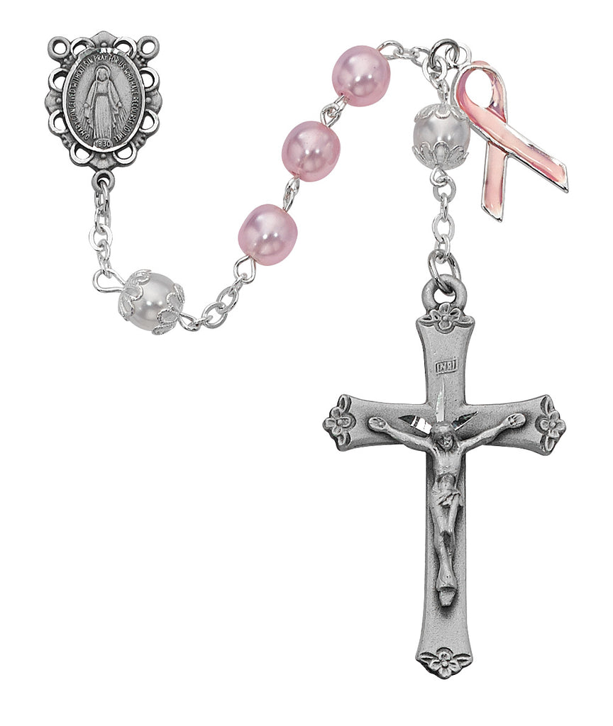 Cancer Rosary - Pink Pearl like  Cancer Rosary Boxed