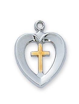 Heart and Cross Necklace - Sterling Silver