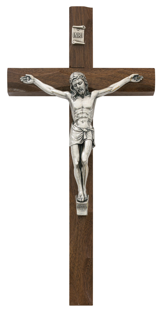 Crucifix - 10" Walnut Stain Crucifix, Boxed