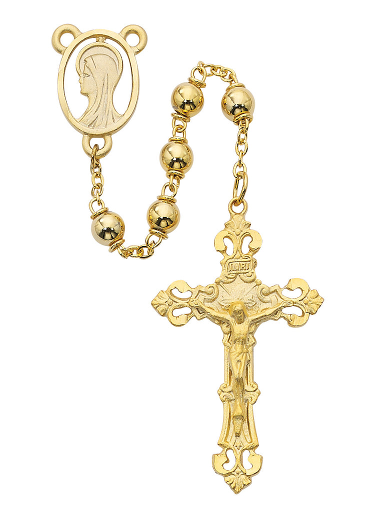 Rosary - Gold Plated Metal Rosary Boxed
