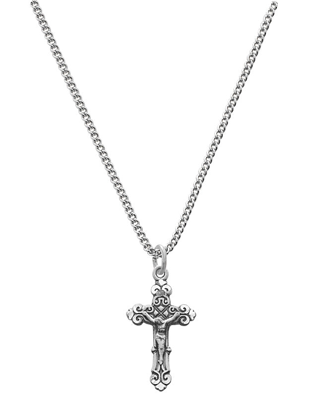 Crucifix Necklace for Baby, Sterling Silver 13"