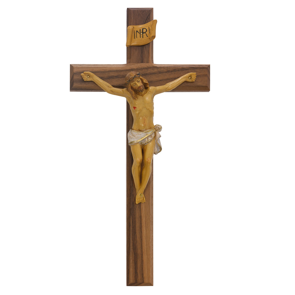 Crucifix - 13" Walnut Stain Crucifix, Boxed