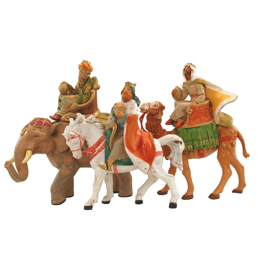 Three Kings on Horse, Camel, and Elephant 5" Scale