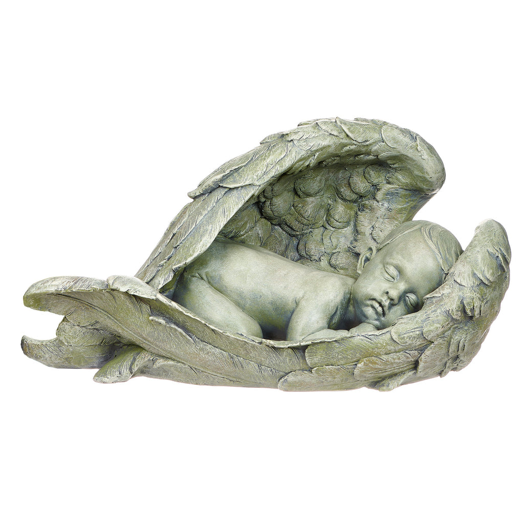 Sleeping Baby in Wings Garden Statue 7"H