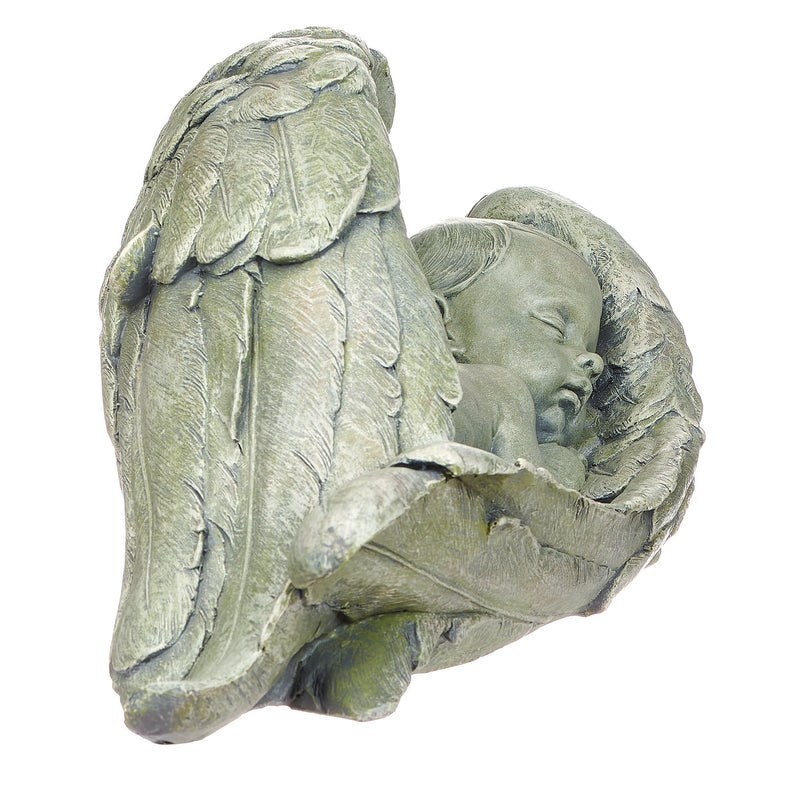 Sleeping Baby in Wings Garden Statue 7"H