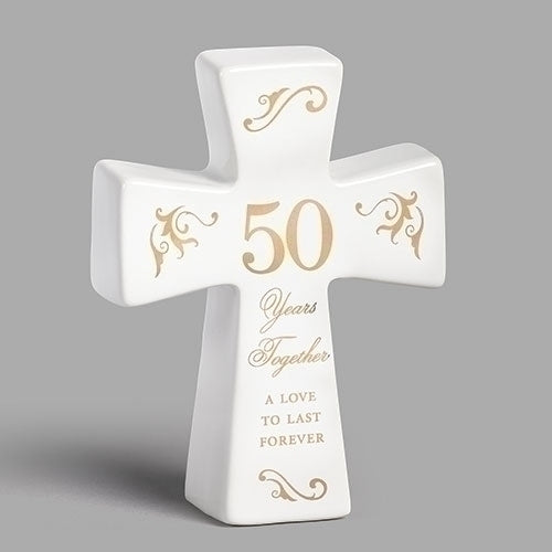 50 Years Together Ceramic Anniversary Cross