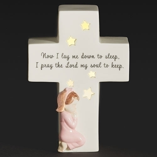 Porcelain Cross Night Light for Girl 6.5"