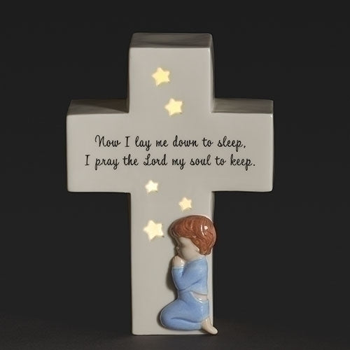 Porcelain Cross Night Light for Boy 6.5"