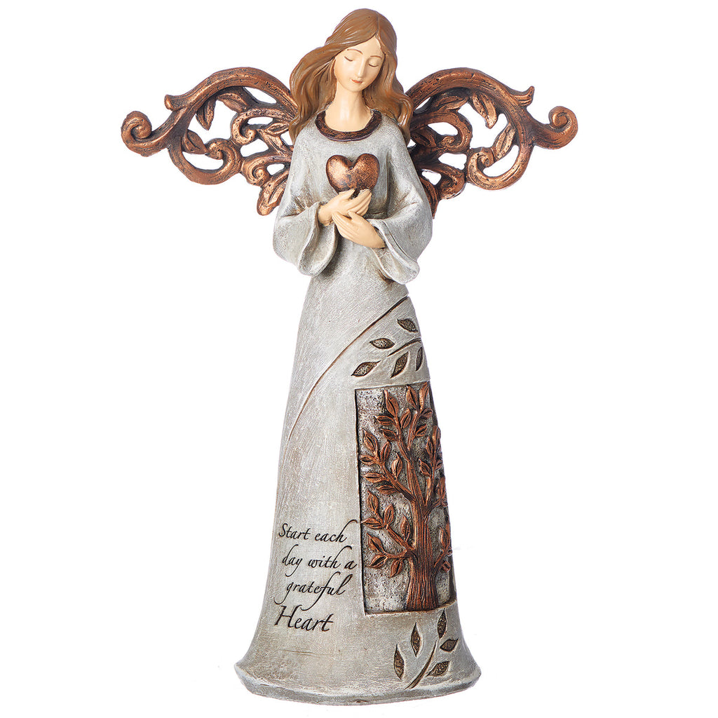 Tree of Life Angel with Heart 9"H