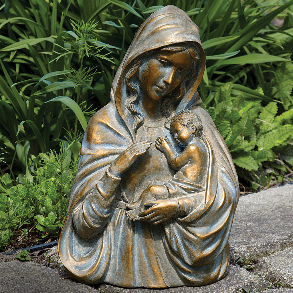 Madonna and Child Statue Bronze 14.25"H