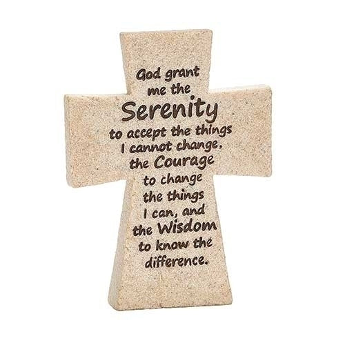 Serenity Prayer Table Cross 4.25"