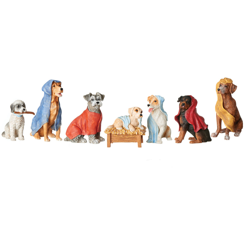 Dog Nativity with Blanket Robes 3.5"H 7pc set