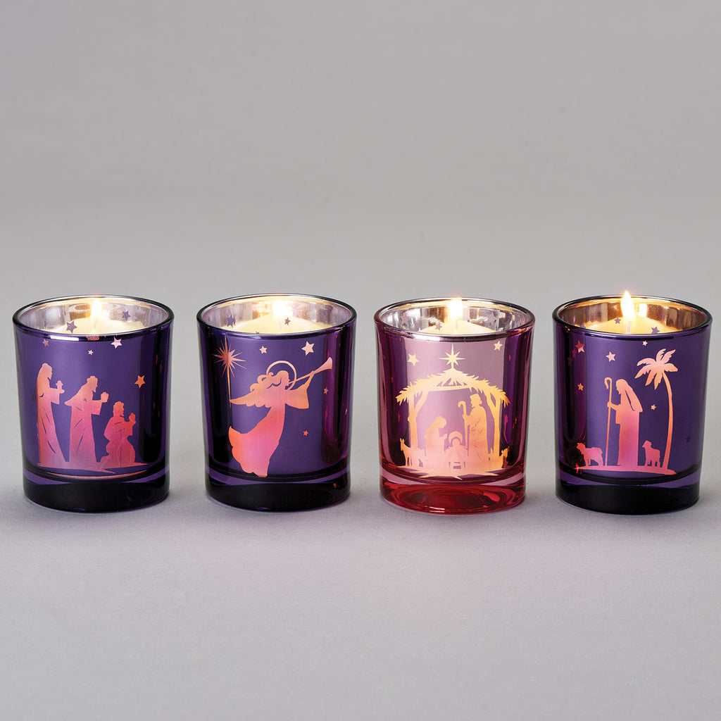 Nativity Scene Votive Holders 3.5"H 4pc set