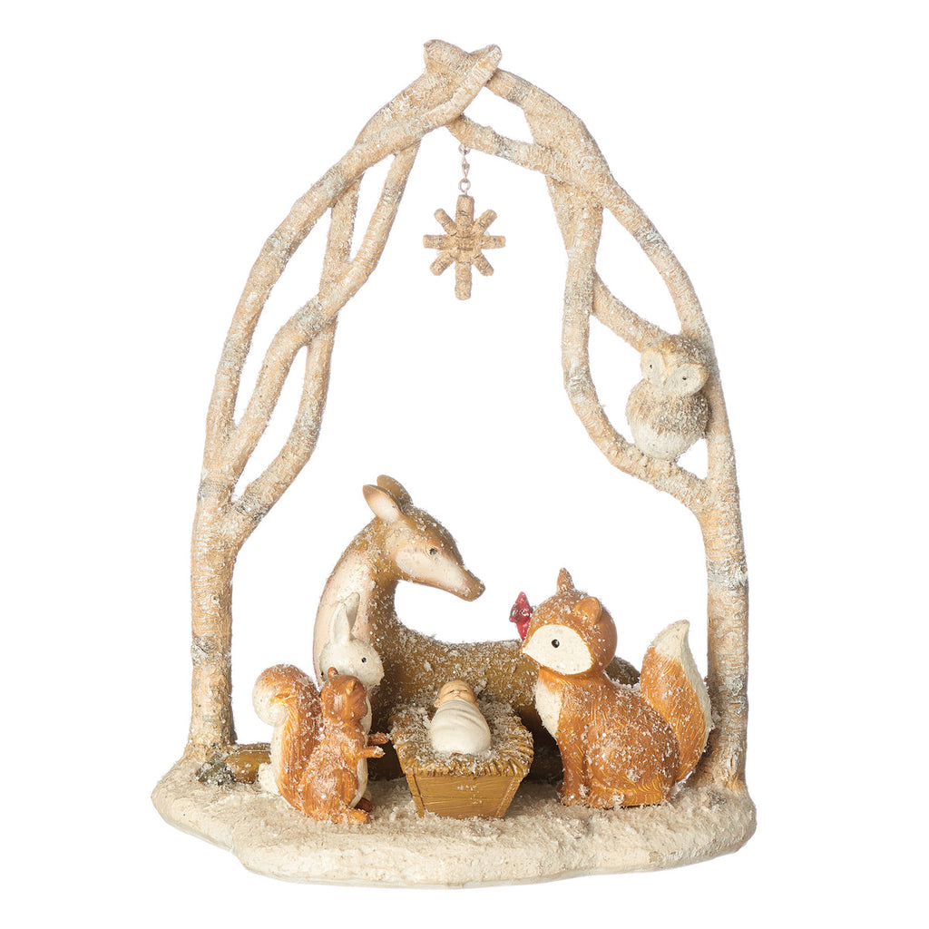 Animal Nativity with Arch and Star Branch 11.5"