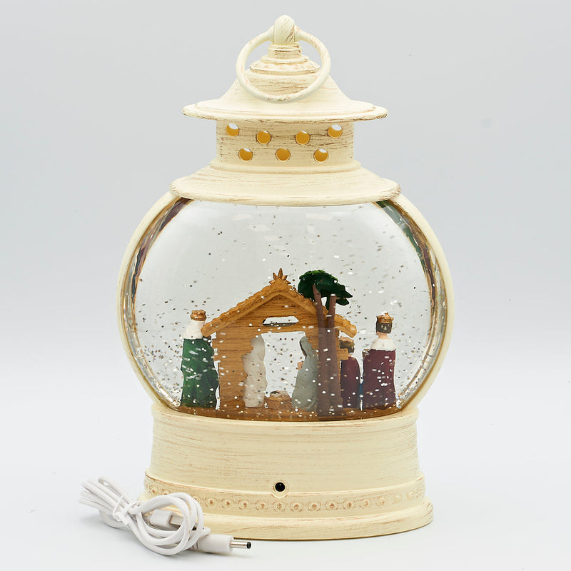 Confetti Lites Lighted Swirl Lantern with Nativity Scene 10"H