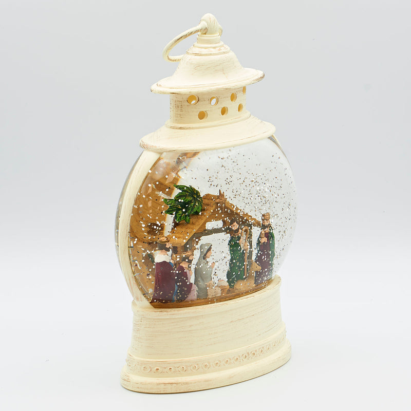 Confetti Lites Lighted Swirl Lantern with Nativity Scene 10"H