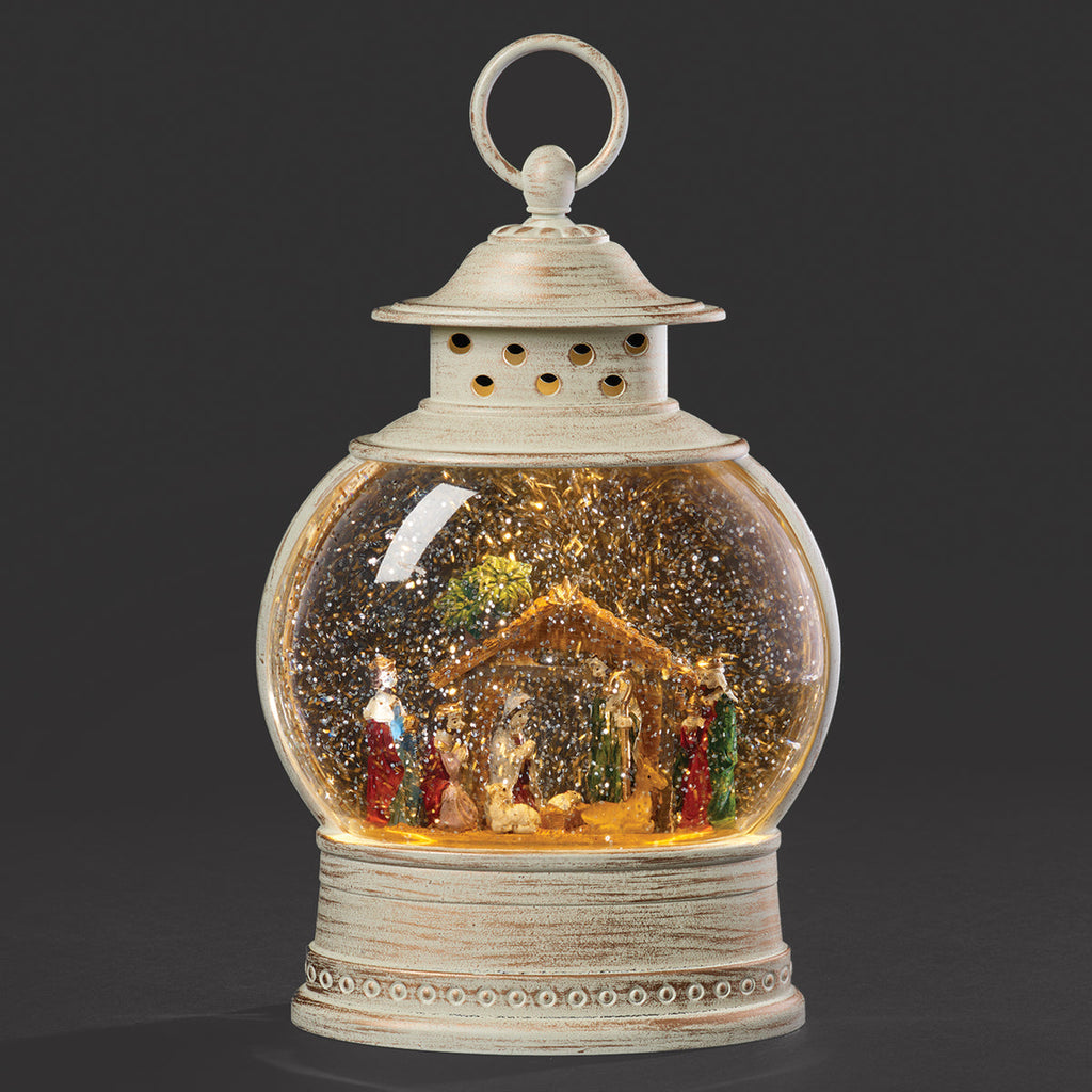 Confetti Lites Lighted Swirl Lantern with Nativity Scene 10"H