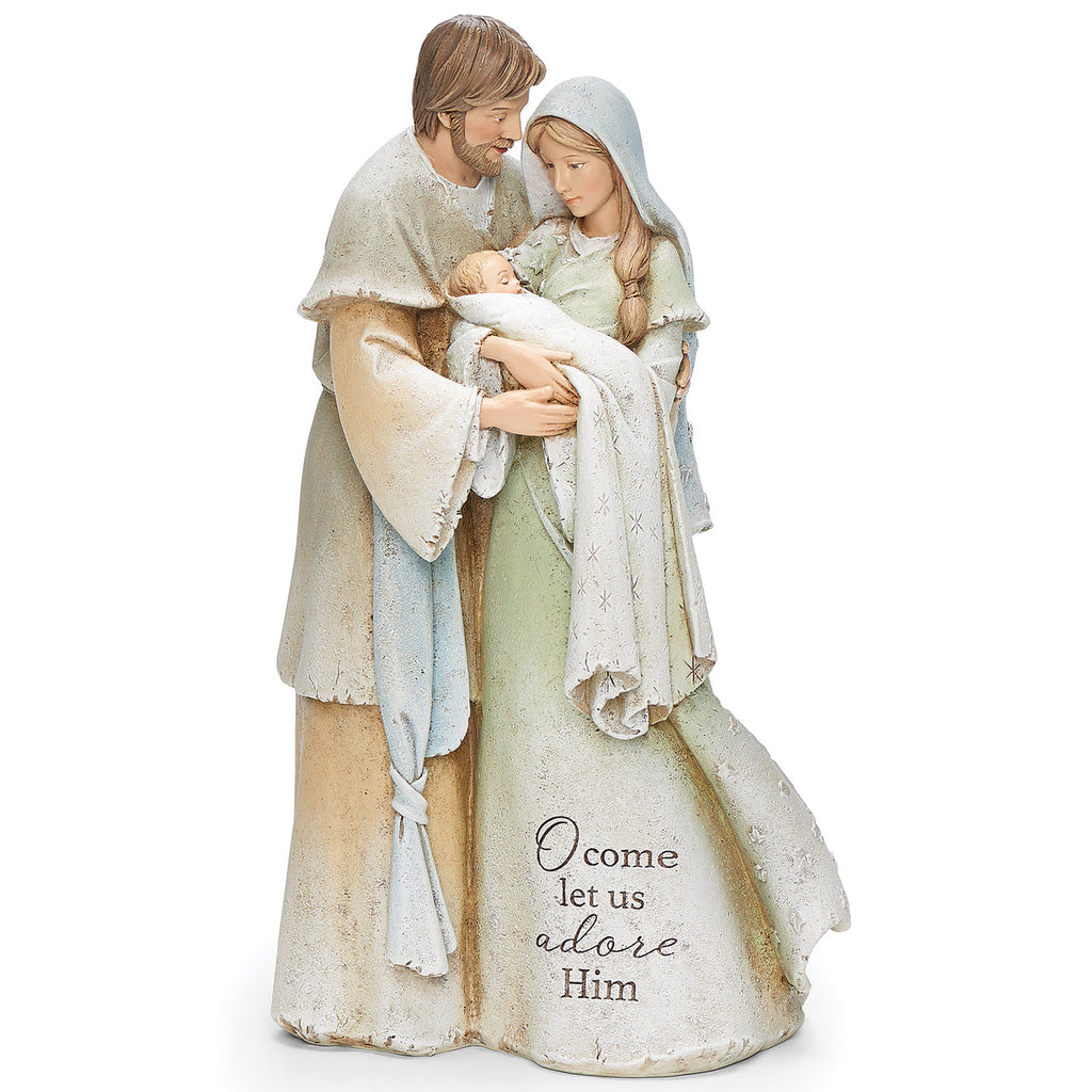 Karen Hahn Holy Family with "O Come Let Us Adore Him" 9"H
