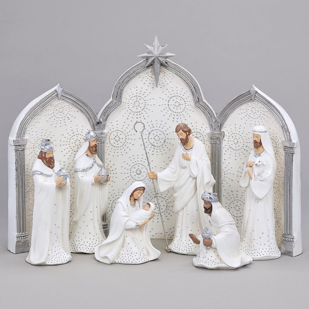 Nativity Silver Dot 11.25" 9pc set