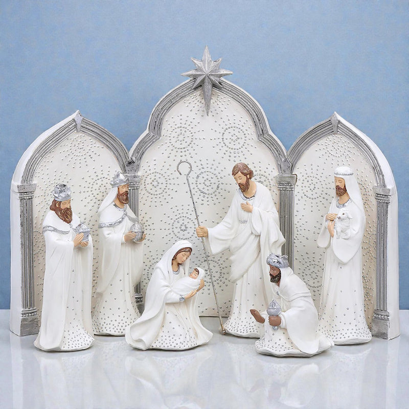 Nativity Silver Dot 11.25" 9pc set