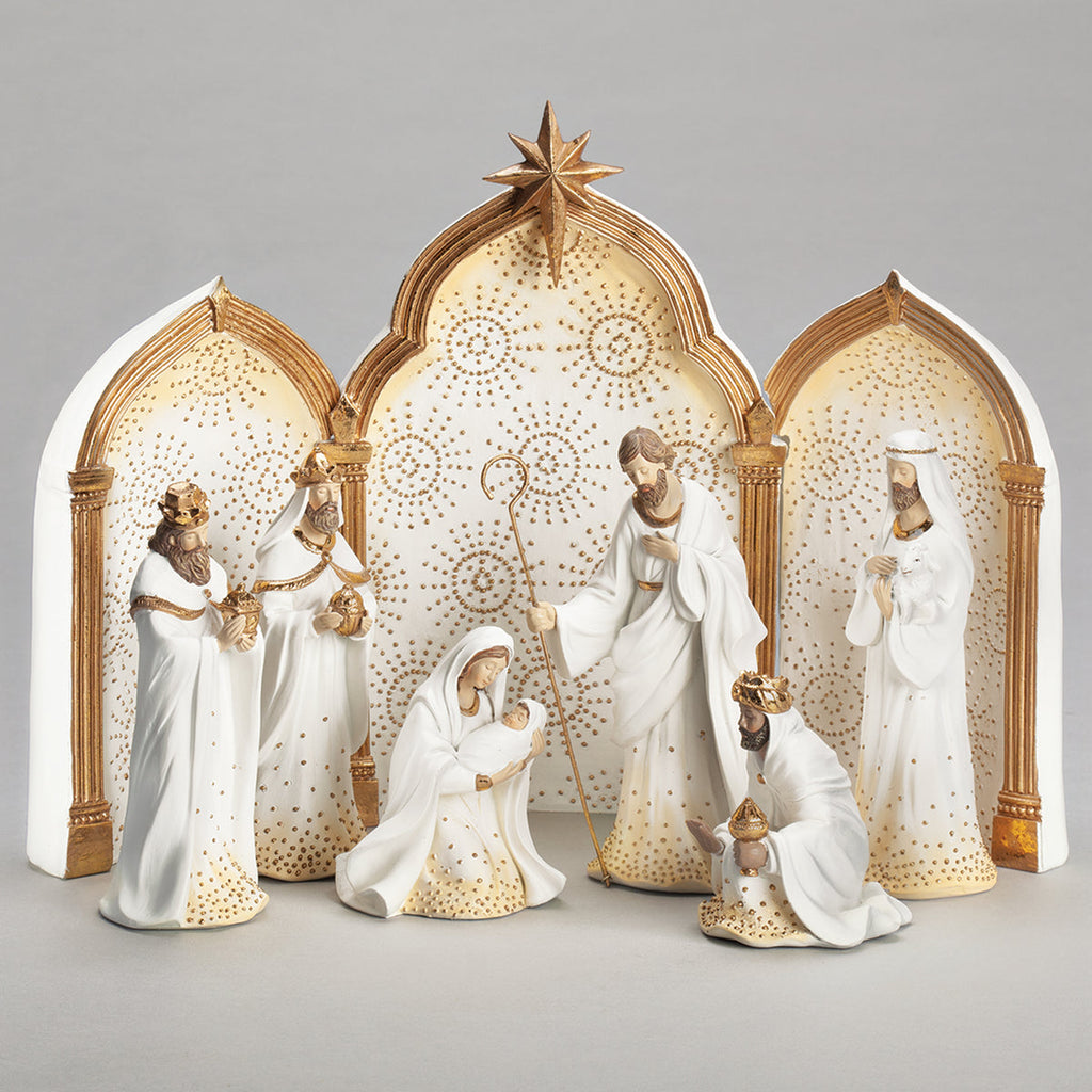 Nativity with Triptych Backdrop 11.25" 9pc set