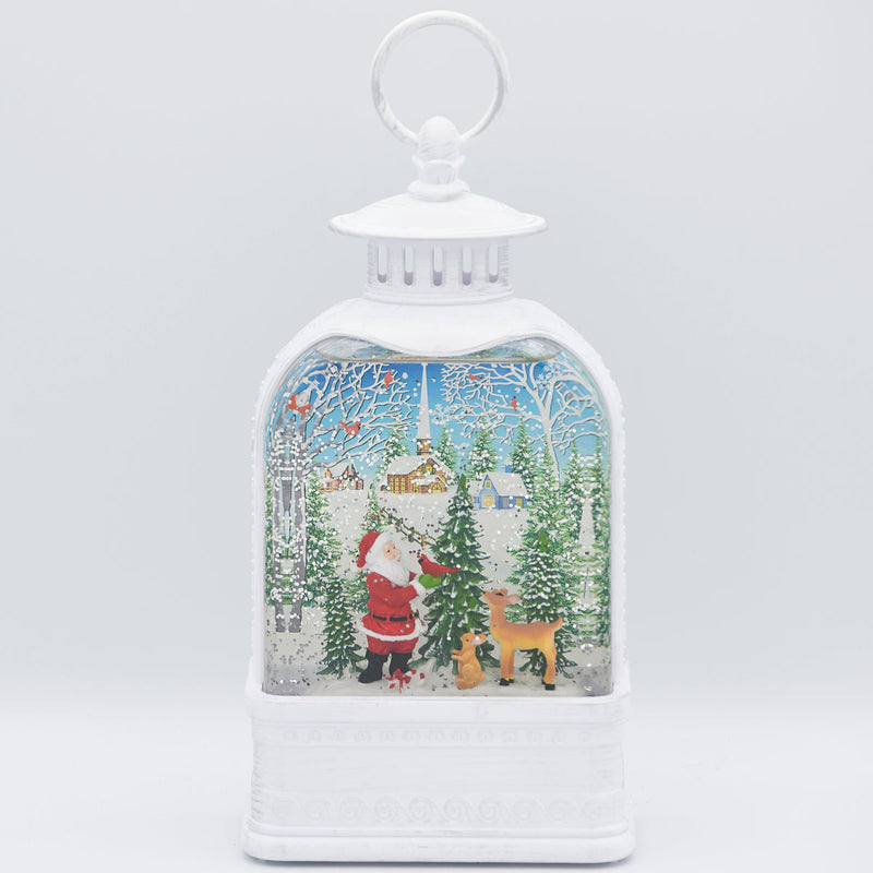 Santa Lantern LED Swirl 9.5"H