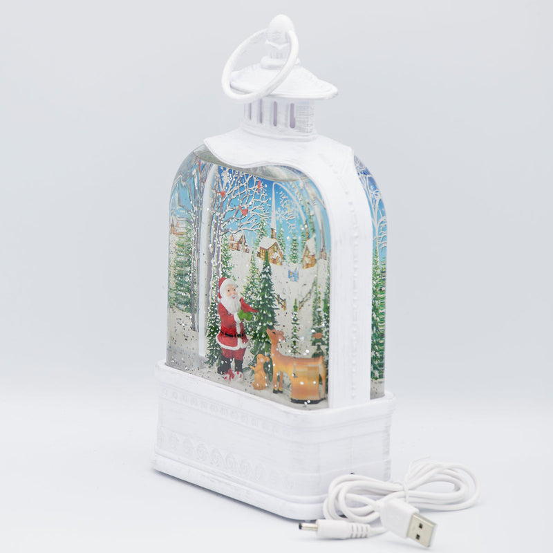 Santa Lantern LED Swirl 9.5"H