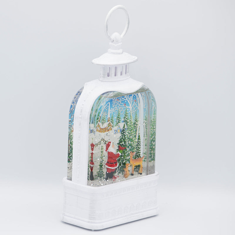 Santa Lantern LED Swirl 9.5"H