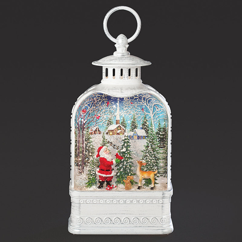 Santa Lantern LED Swirl 9.5"H