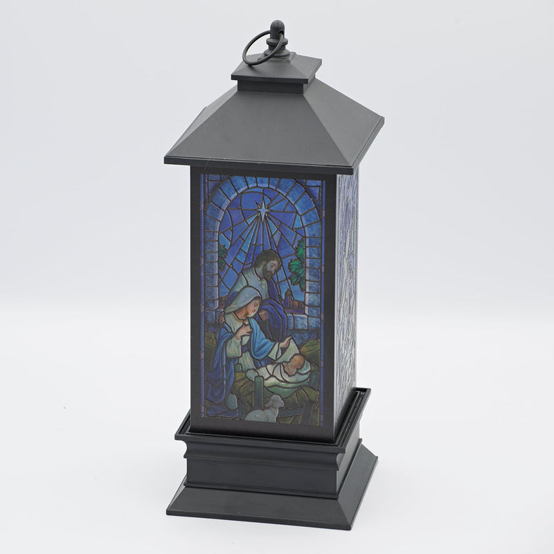 Holy Family Printed LED Swirl Lantern 10.5"H