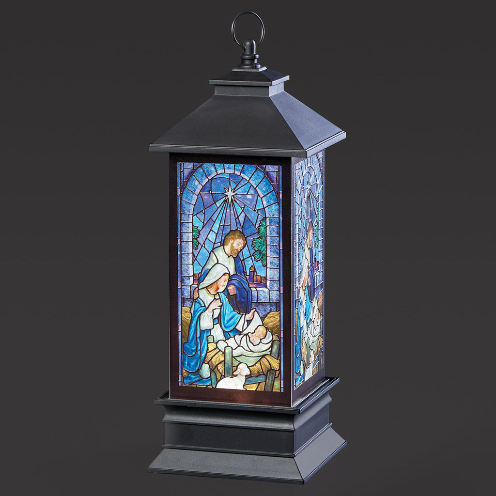Holy Family Printed LED Swirl Lantern 10.5"H