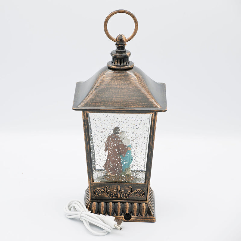 Holy Family Standing LED Swirl Lantern 9.5"H