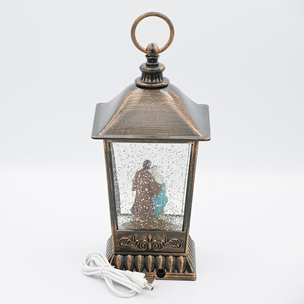 Holy Family Standing LED Swirl Lantern 9.5"H