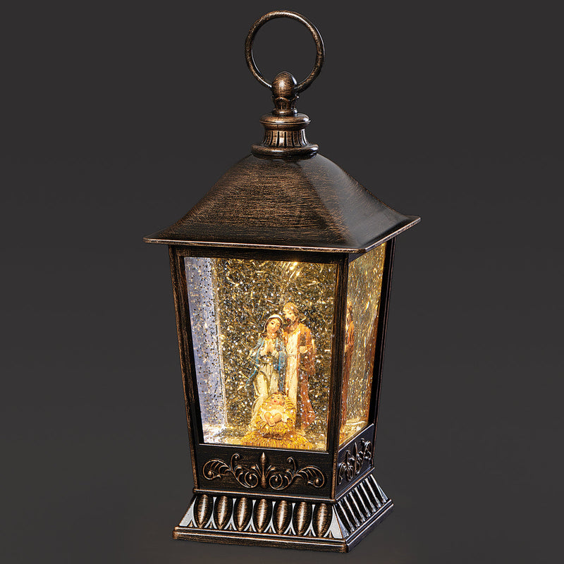 Holy Family Standing LED Swirl Lantern 9.5"H